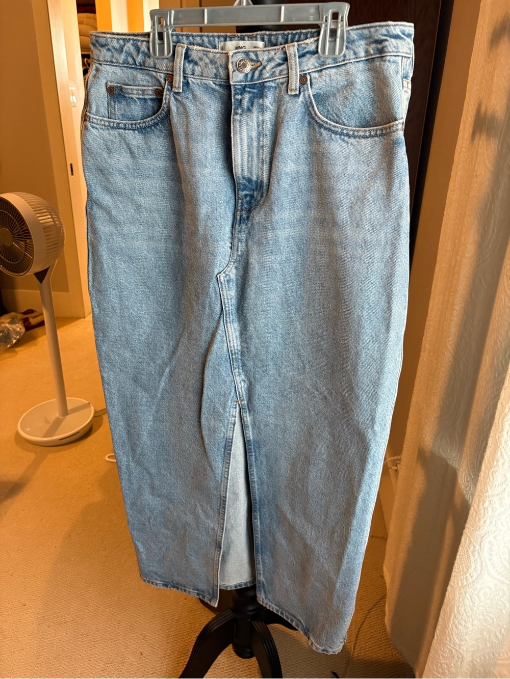 Mango Light Blue Relaxed Denim Skirt-Style Jeans